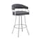 Armen Living Valerie 30" Swivel Slate Gray Faux Leather and Silver Metal Bar Stool LCVLBASLGR30 - alternate 1